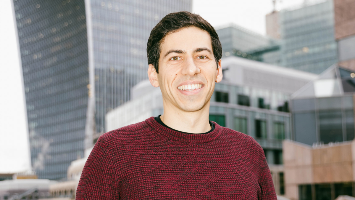 coloured photograph of Charlie Robinson, MD Scaleup Finance. Back drop is the city of London